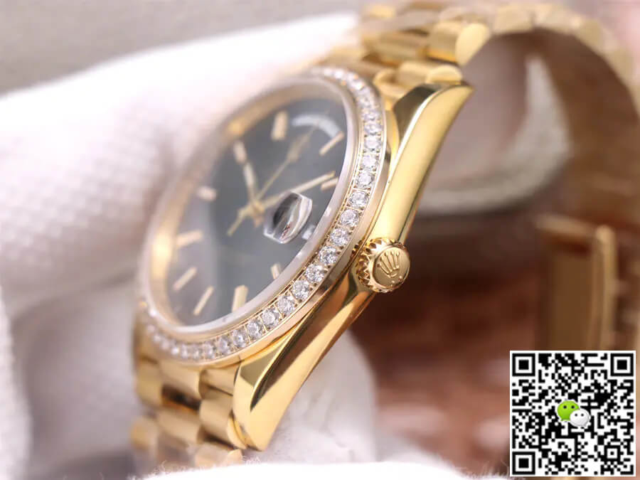 Replica R01ex Day Date 40MM 1:1 Best Edition EW Factory Yellow Gold Black Dial