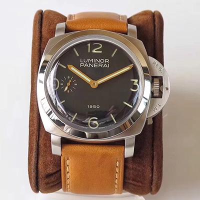 Pa*e*a1 Replica Luminor 1950 PAM127 ZF Factory 1:1 Best Edition Swiss ETA A6497 Brown Soft Tan Leather Strap