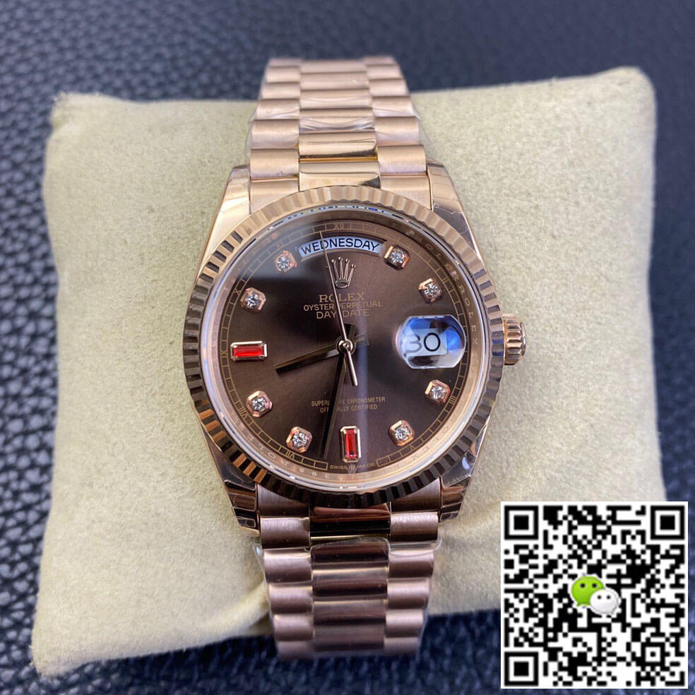 Replica R01ex Day Date 118235 1:1 Best Edition EW Factory Brown Dial
