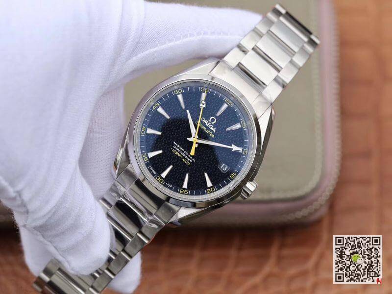 Replica 0me*ga Seamaster Aqua Terra 231.10.42.21.03.004 150M  James Bond  Stainless Steel 1:1 Best Edition Stainless Steel Bracelet Swiss ETA8500 Blue textured dial