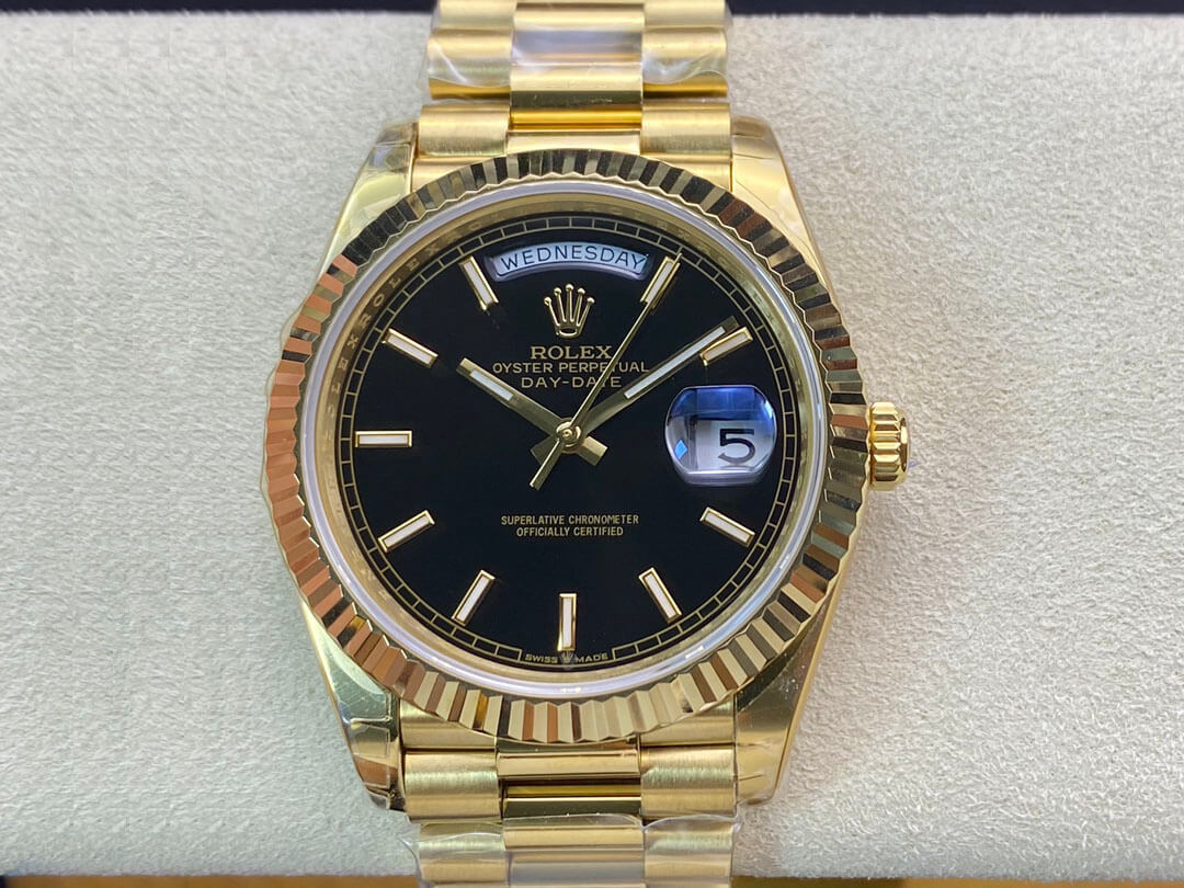 Replica R01ex Day Date 40MM 1:1 Best Edition EW Factory Black Dial