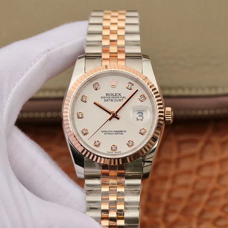 Replica R01ex Date-Just 36mm Stainless Steel Two Tone 1:1 Best Edition 18K Gold Wrapped Swiss ETA3135
