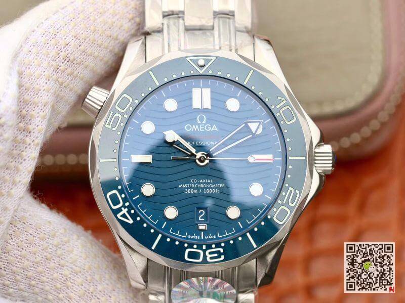 Replica 0me*ga Seamaster Diver 300m 210.30.42.20.03.001 VS Factory 1:1 Best Edition Mechanical Watches Swiss ETA9015 Blue wave dial
