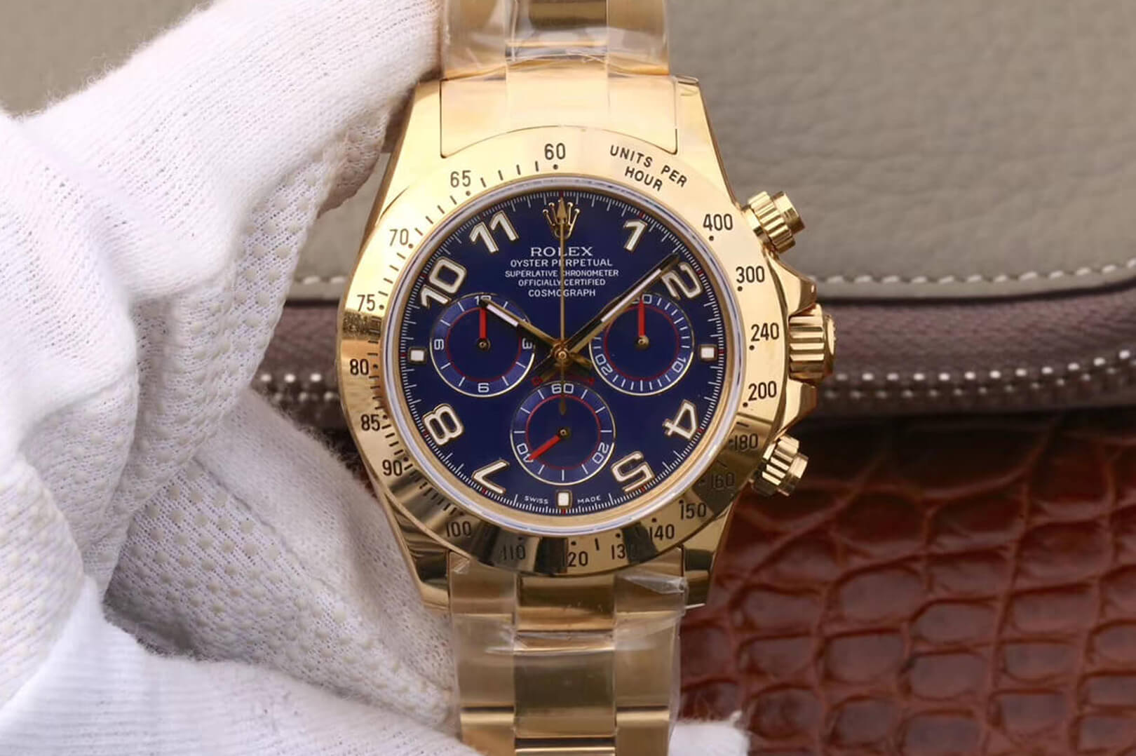 Replica R01ex Daytona Cosmograph 116528 1:1 Best Edition JH Factory Yellow Gold Blue Dial