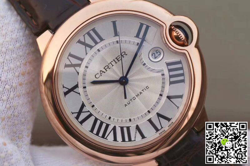 Replica Ballon Bleu De Ca*t1er 42 WGBB0017 V9 Factory 1:1 Best Edition Swiss ETA2824-2 Rosegold Wrapped Silver Dial