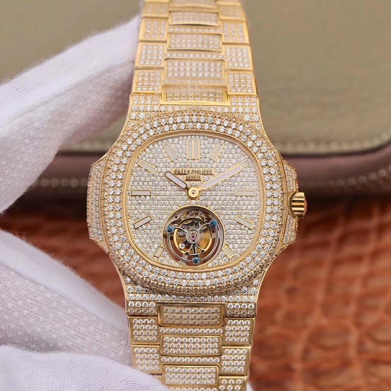 Pat*k Phi1i*pe Replica Nautilus Tourbillon 18K Yellow Gold R8 Factory 1:1 Best Edition Swiss Hand-Winding Tourbillon Movement