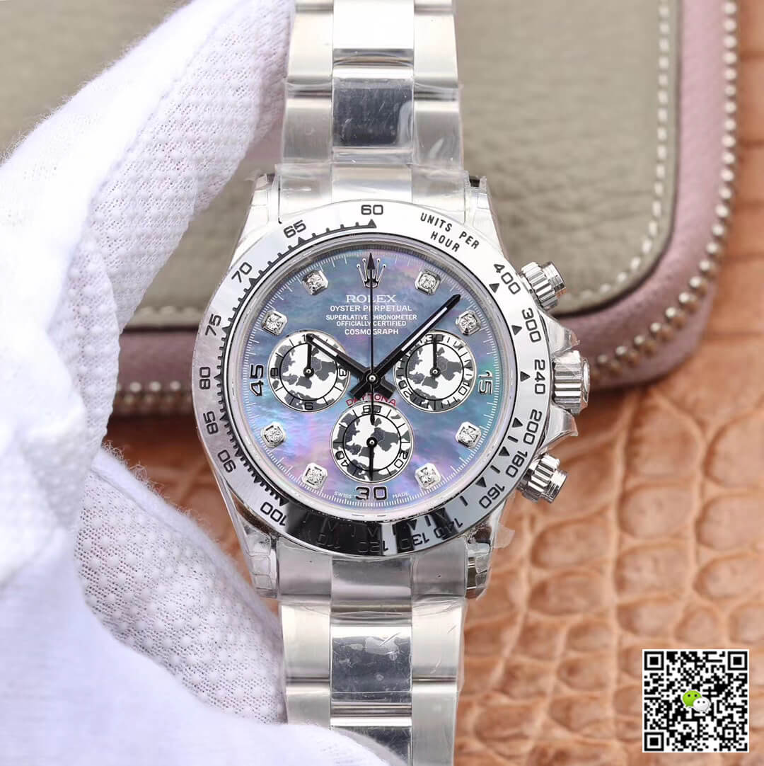 Replica R01ex Daytona Cosmograph 116509-0064 1:1 Best Edition JH Factory 18K White Gold Fritillaria Dial