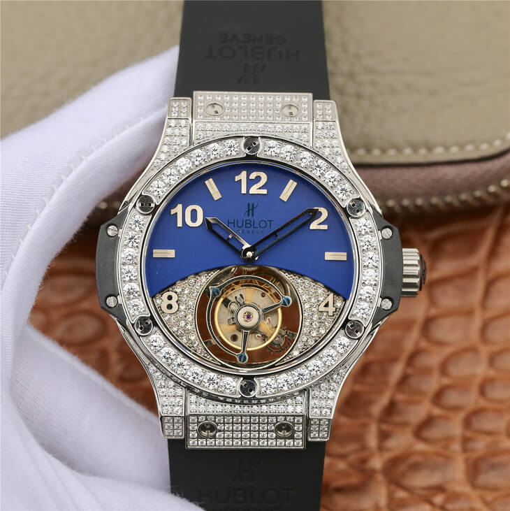 Replica Hublot Big Bang Tourbillon 1:1 Best Edition D1am0nd Blue Dial