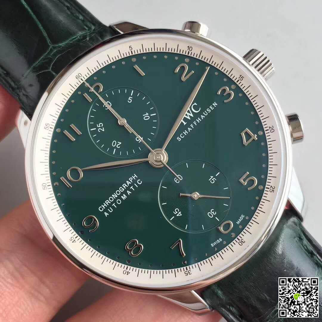 IWC Replica Portuguese YL Factory 1:1 Best Edition Swiss ETA69355 Green Dial With Silver Markers