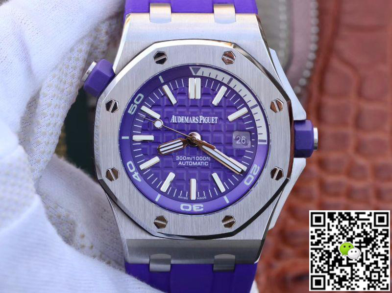 Replica Audemars P1g*et Royal Oak Offshore Diver 15710ST.OO.A077CA.01 1:1 Best Edition Swiss ETA3120 S*perlumed Purple textured dial