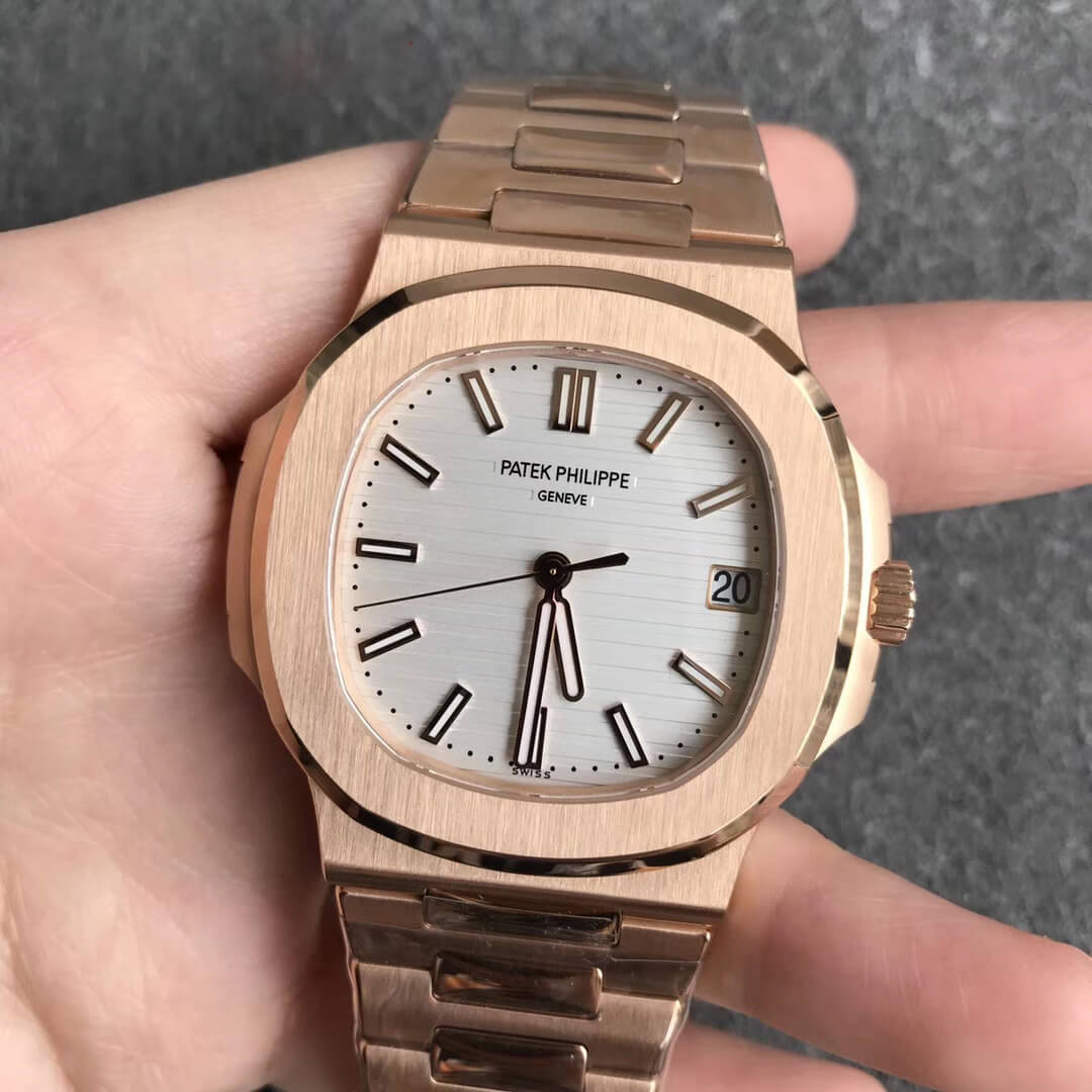 Replica Pat*k Phi1i*pe Nautilus 5711/1R-001 1:1 Best Edition PPF Factory V4 Rose Gold White Dial Swiss ETA324