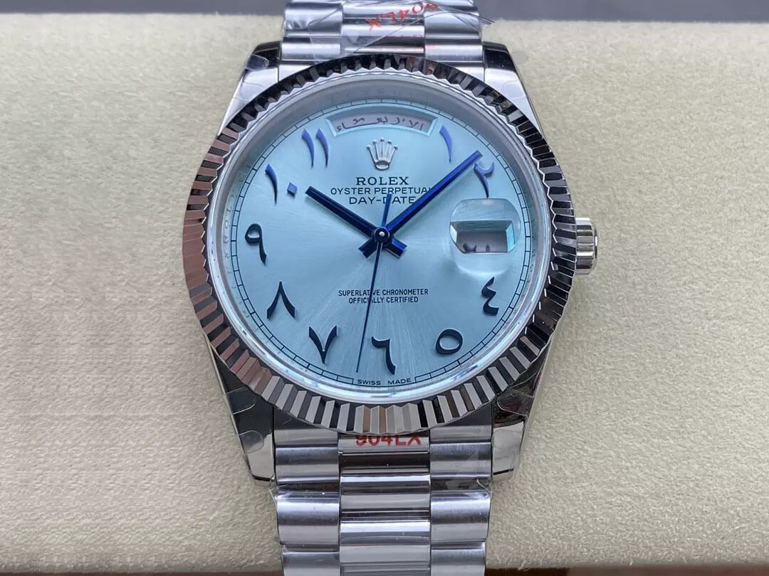 Replica R01ex Day Date M228236 1:1 Best Edition GM Factory V2 Middle Eastern Blue Dial