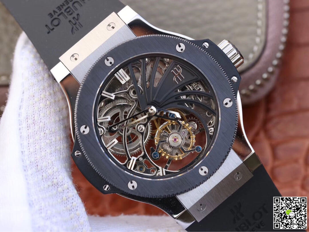 Replica Hublot Big Bang Hollow Tourbillon 1:1 Best Edition Ceramic Bezel Skeleton Dial