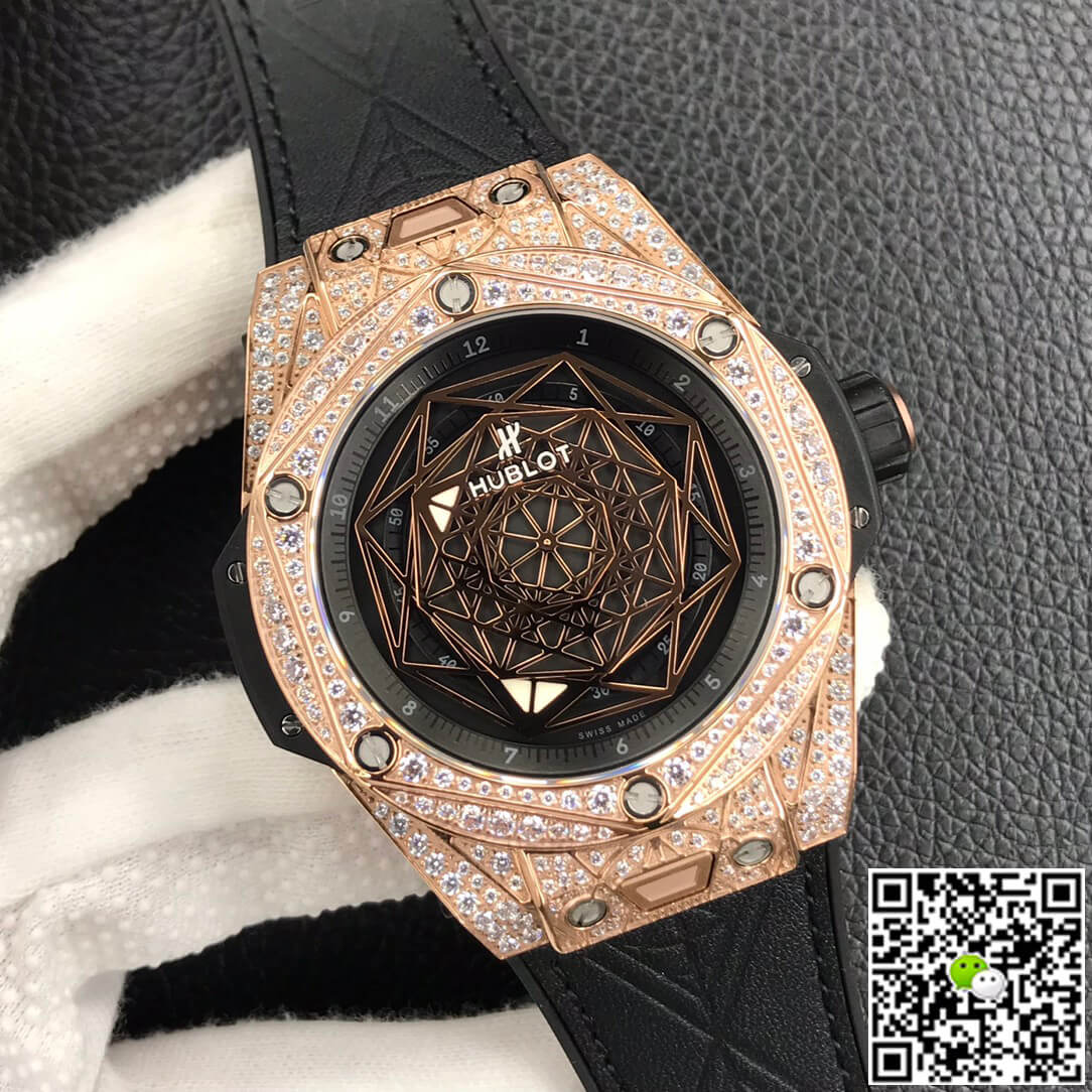 Replica Hublot Big Bang 1:1 Best Edition WWF Factory Gold Full D1am0nd Case