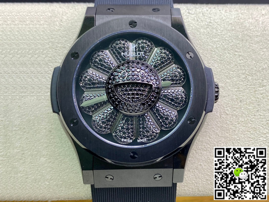 Replica Hublot Classic Fusion Takashi Murakami 507.CX.9000.RX.TAK21 1:1 Best Edition Sunflower Black Dial