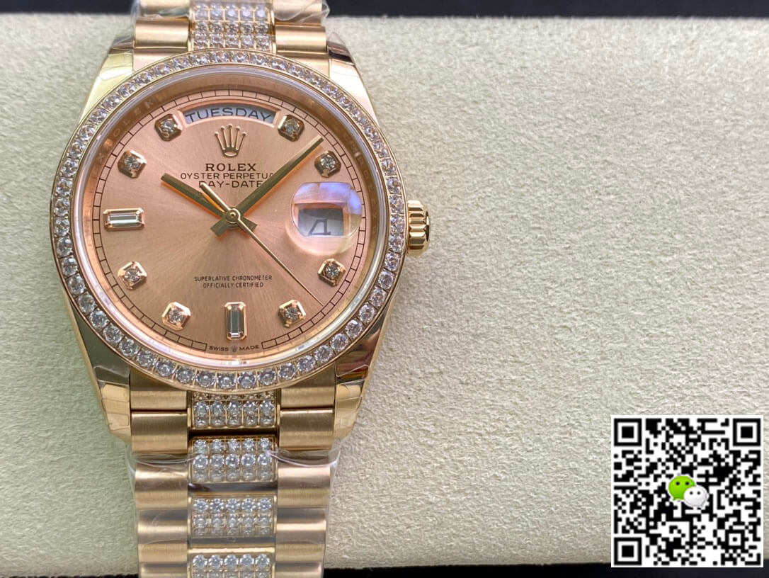 Replica R01ex Day Date M128345RBR-0020 1:1 Best Edition EW Factory Rose Gold Dial