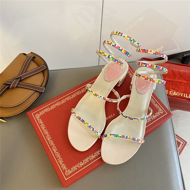 Rene Caovilla Satin Snake-coil Sandals