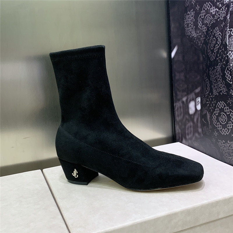 J1m*y Ch00 logo block heel square toe ankle boots