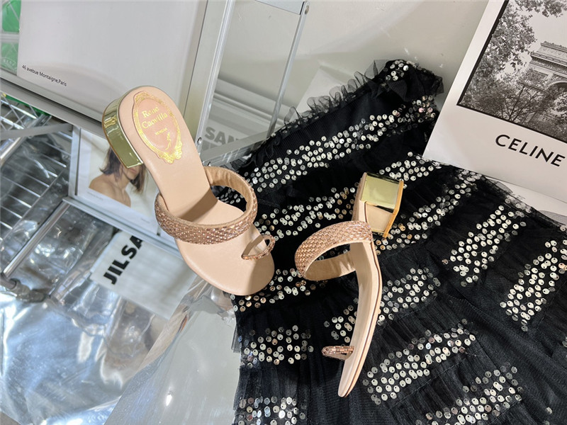 Rene Caovilla Heels Dupe low heel flat flip flop sandals
