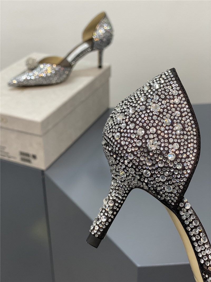 J1m*y Ch00 jc high-heeled crystal slipper shoes