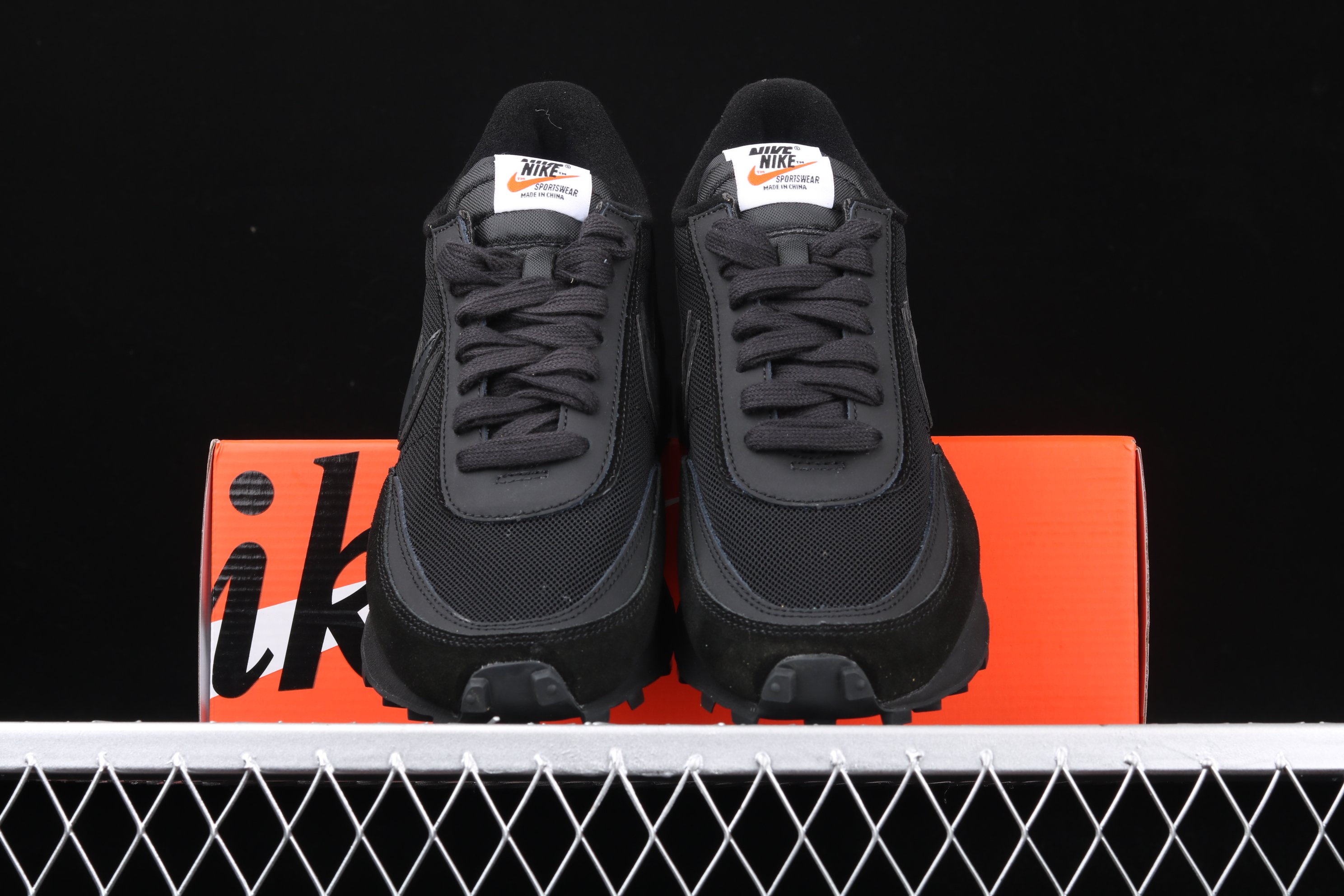 Sacai x Nk LVD Waffle Daybreak, White Black Nylon