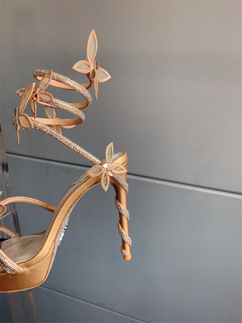 rene caovilla crystal butterfly high heel sandals