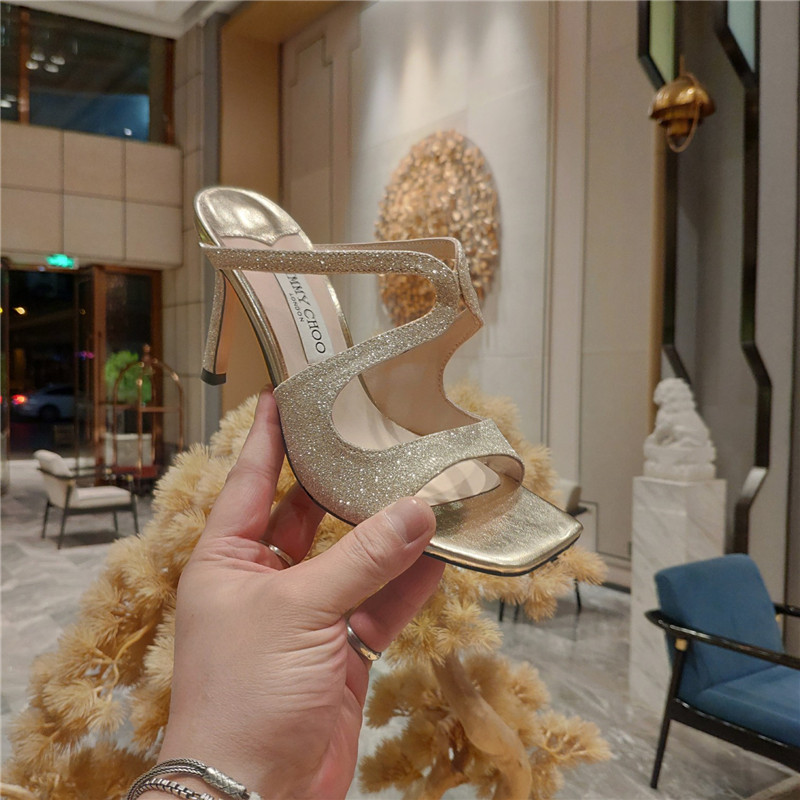 J1m*y Ch00 heeled satin sandals