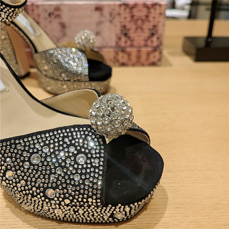 J1m*y Ch00 high heel D1am0nd chain sandals