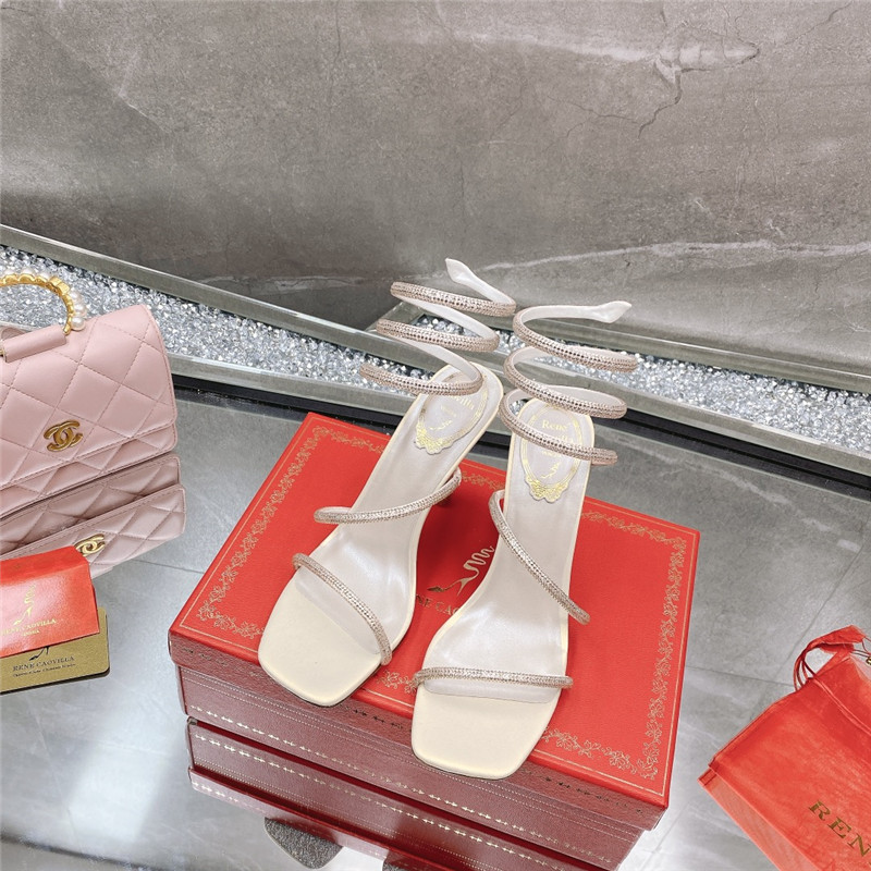 Rene Caovilla Dupe diagonal strap rhinestone inlaid sandals