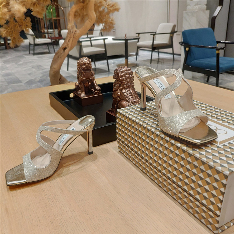 J1m*y Ch00 heeled satin sandals