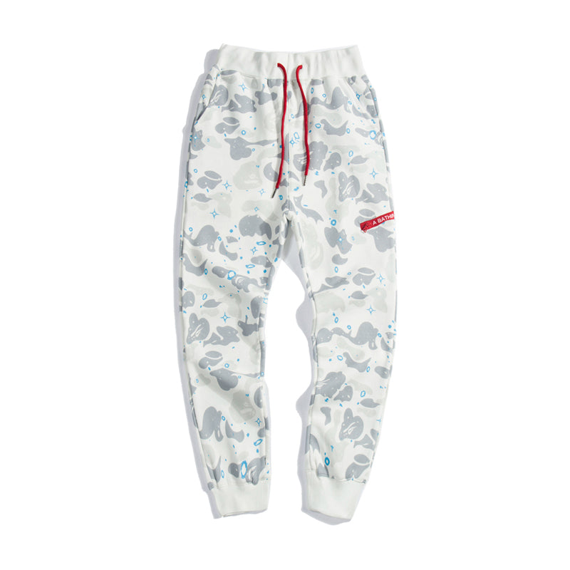 BAPE Track Pants Sweatpants Camo Black White HDCP8698