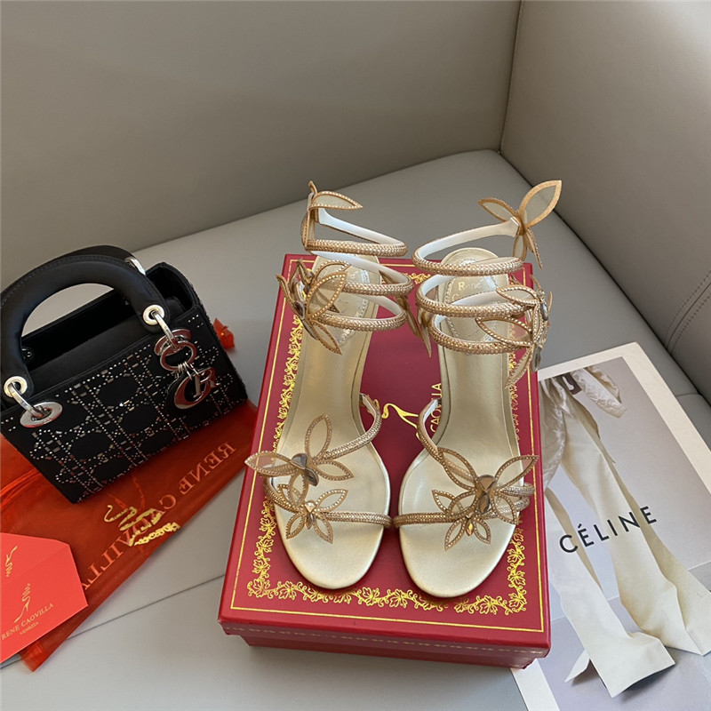 Rene Caovilla Heels Dupe latest butterfly strap high-heeled sandals