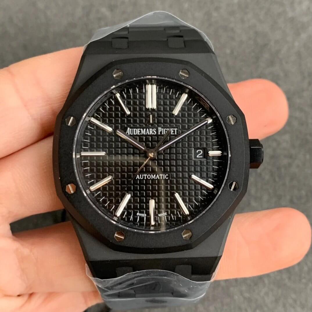 Replica Audemars P1g*et Royal Oak 15400 DLC Version 1:1 Best Edition ZF Factory Black Dial