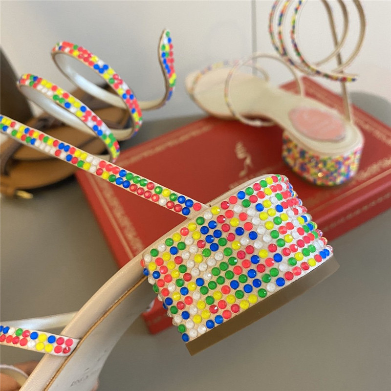 Rene Caovilla Satin Snake-coil Sandals