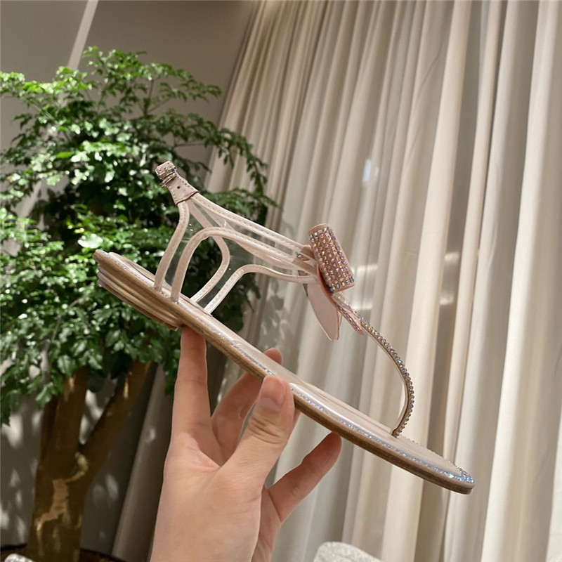 rene caovilla flip flops bow flat sandals