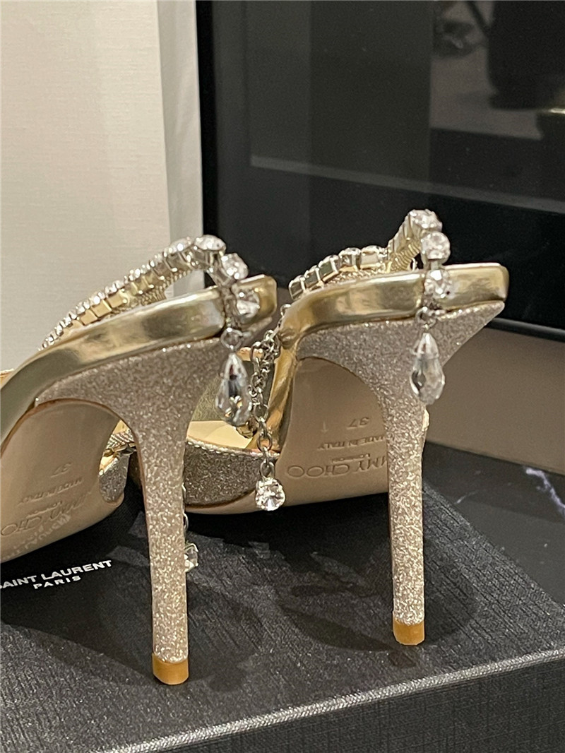 J1m*y Ch00 new ice fish mouth high-heeled sandals