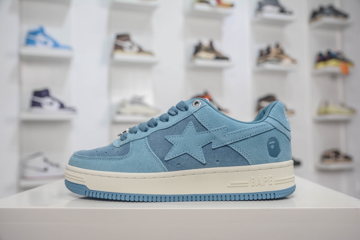 A Bathing Ape Bape Sta Low Blue Suede