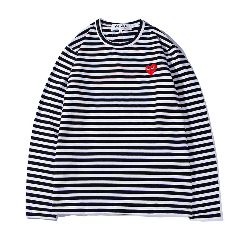 Play CDG Embroidered Heart Cotton Long Sleeve Shirt P16