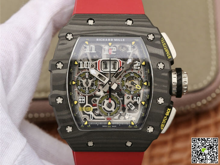 Replica Richard Mille RM11-03 1:1 Best Edition KV Factory Carbon Fiber Red Strap