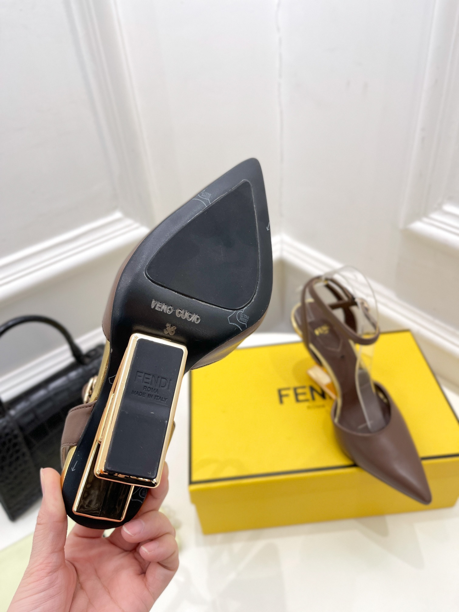 F**di first leather high-heel sandals