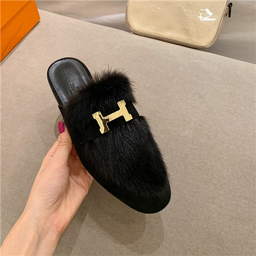 H**me5 sheepskin mink loafers