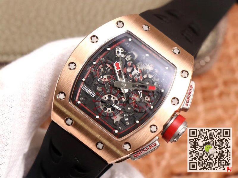 Replica Richard Miller RM011-03 flyback Chronograph 1:1 Best Edition KV factory rose gold case Swiss RMAC3
