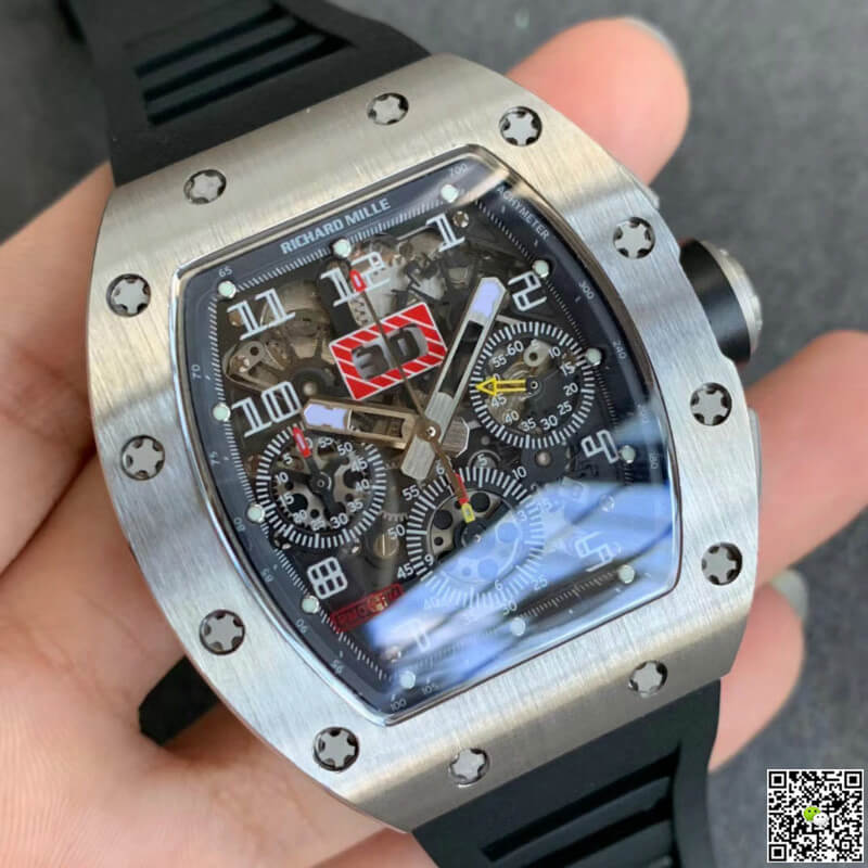Replica Richard Mille RM011 1:1 Best Edition KV Factory Black Rubber Strap