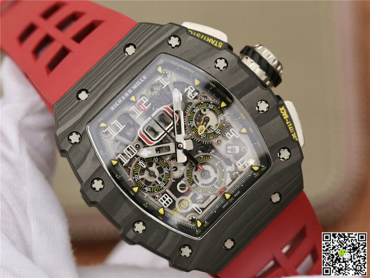 Replica Richard Mille RM11-03 1:1 Best Edition KV Factory Carbon Fiber Red Strap
