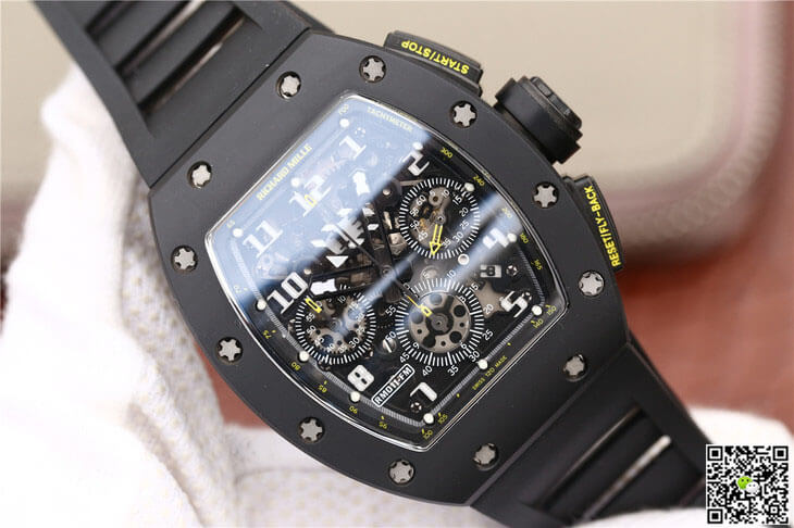 Replica Richard Mille RM-011 1:1 Best Edition KV Factory Black Strap