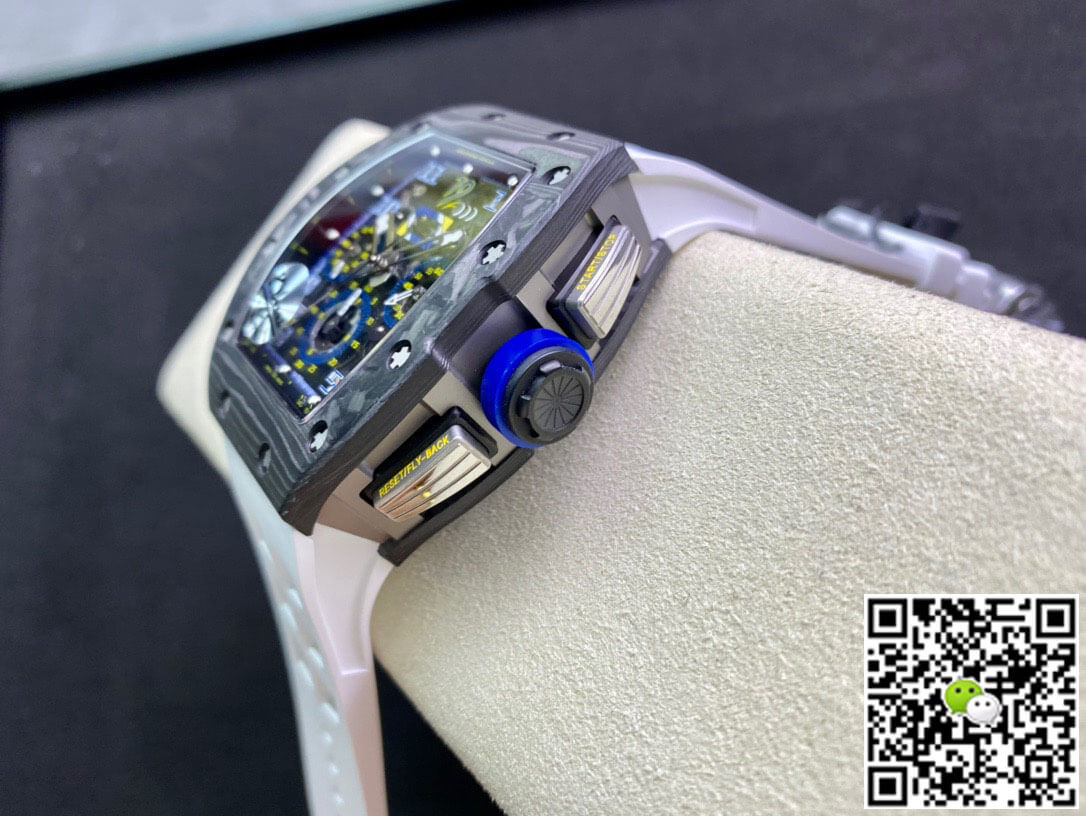 Replica Richard Mille RM011 1:1 Best Edition KV Factory Carbon Fiber White Strap