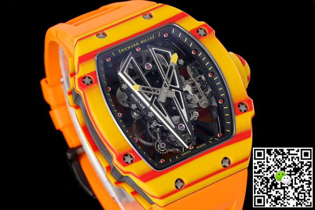 Replica Richard Mille RM27-03 Rafael Nadal Tourbillon 1:1 Best Edition RM Factory Orange Rubber Strap