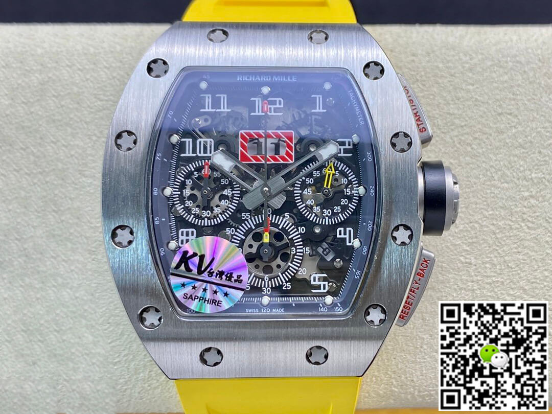 Replica Richard Mille RM11 1:1 Best Edition KV Factory Titanium Yellow Strap
