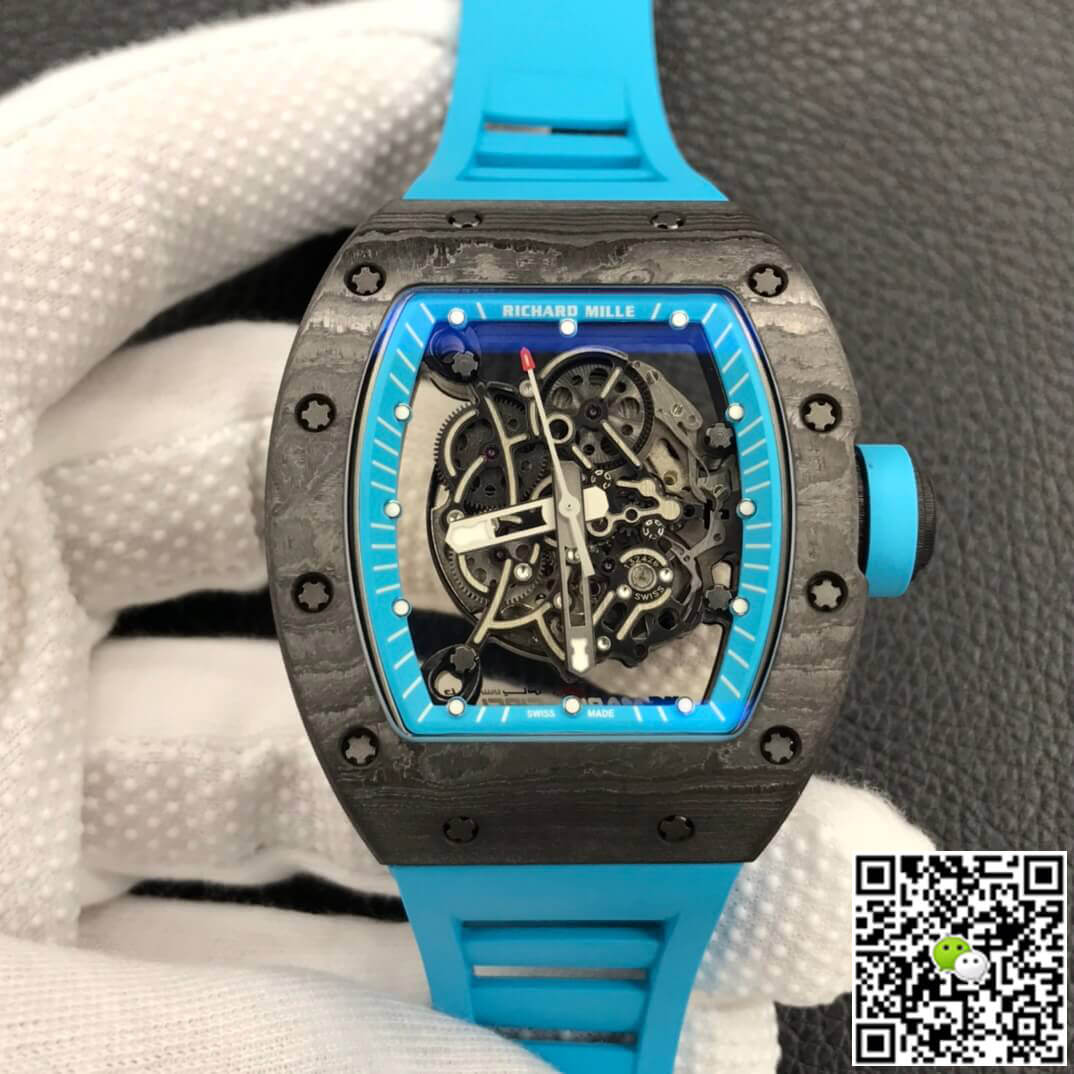 Replica Richard Mille RM055 1:1 Best Edition ZF Factory Blue Rubber Strap