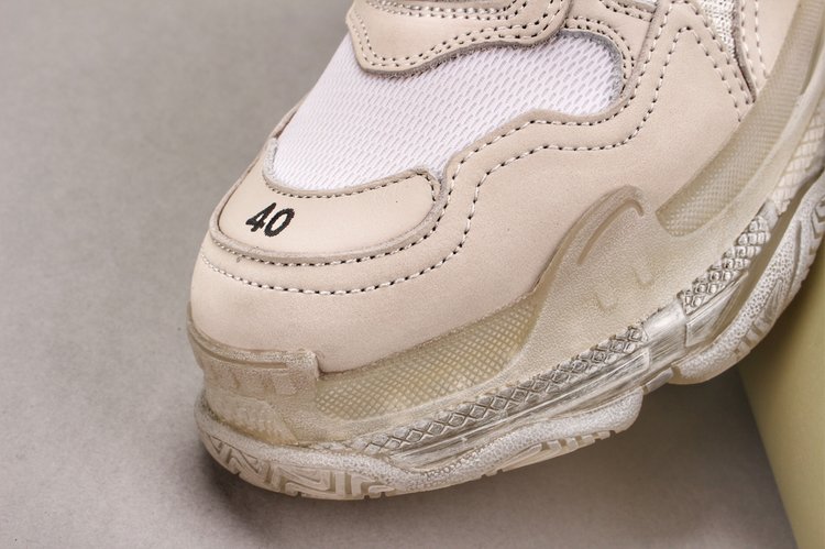 Men s Triple S Mesh   Leather Sneakers White Replica